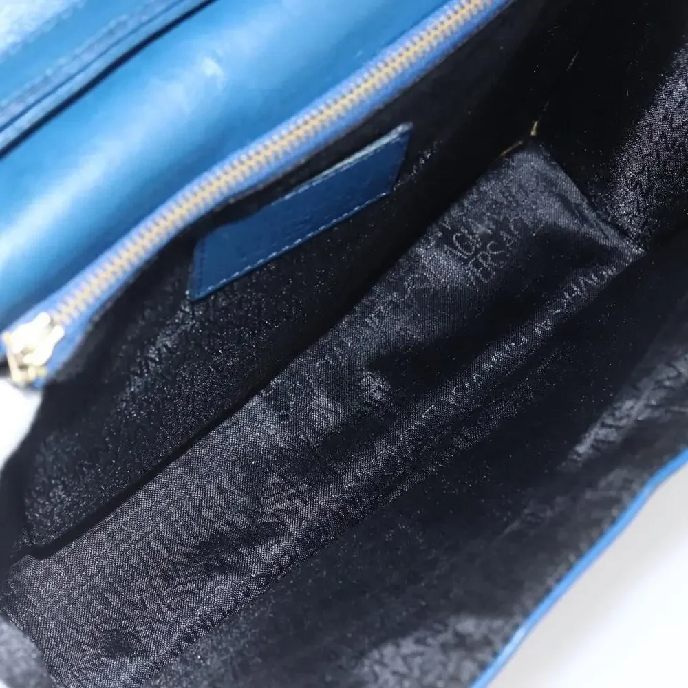 Gianni Versace Leather Clutch Bag Blue